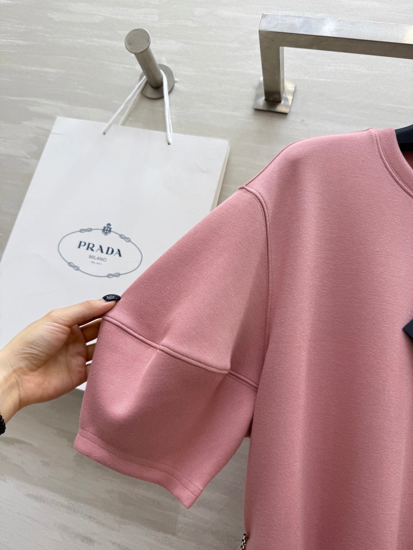 Prada 25 Triangle Logo Casual Dress Pink Cotton