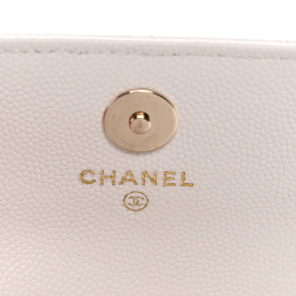 Caviar Quilted Belt Bag With Charms On Chain White