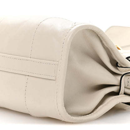 Glossy Calfskin Triangle Mini Bonnie Hand Bag White