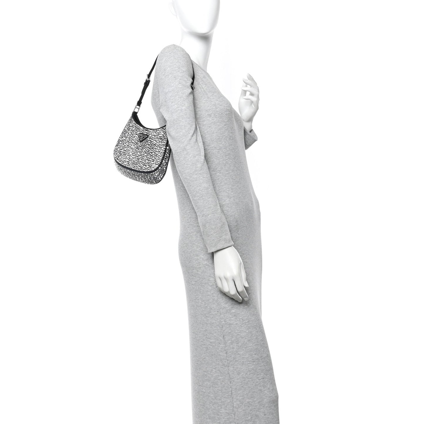 Satin Crystal Cleo Adjustable Strap Shoulder Bag Metal