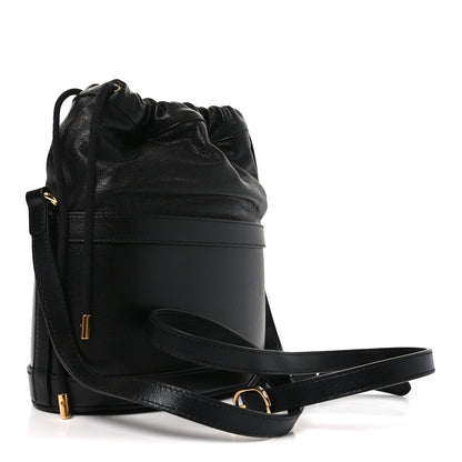 Azalea Sakai Calfskin Horsebit 1955 Drawstring Bucket Bag Black