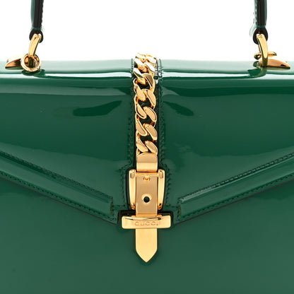 Mousse Top Patent Small Sylvie 1969 Top Handle Bag Emerald