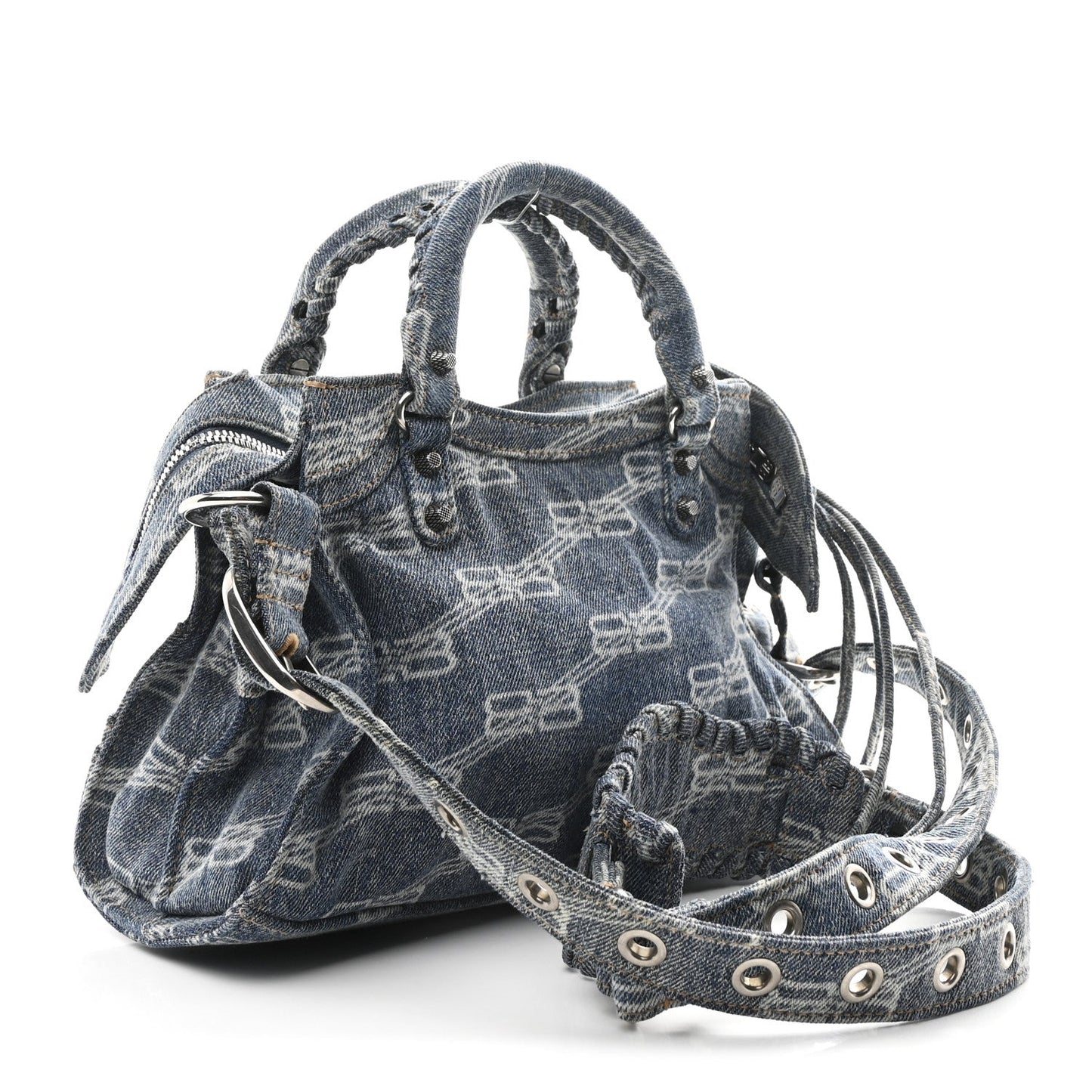 Denim BB Monogram Neo Cagole Handbag XS Blue