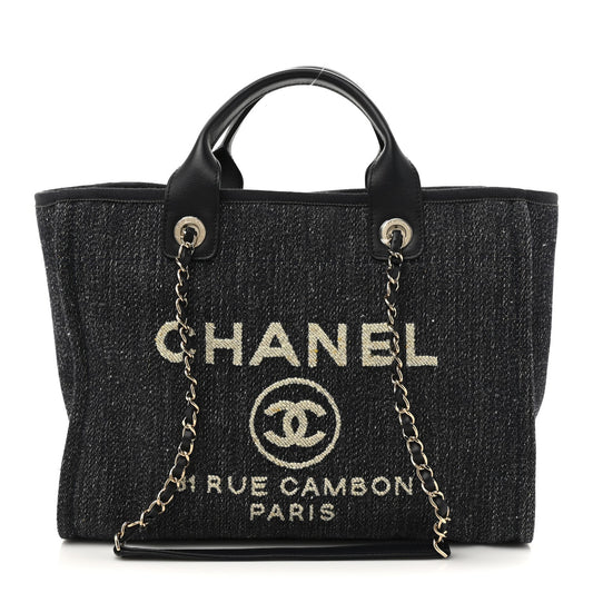 Denim Small Deauville Tote Dark Blue White