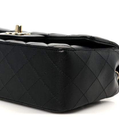 Lambskin Quilted Mini Rectangular Flap Black