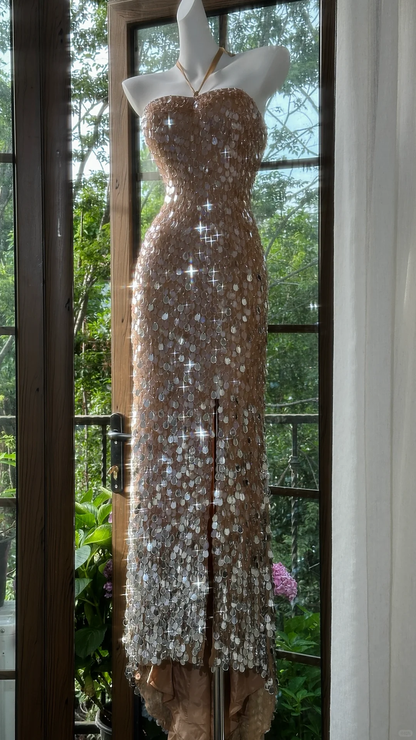 Gorgeous Glittering Sequined Halter-neck Sheath Prom Dress Evening Dress TP4301