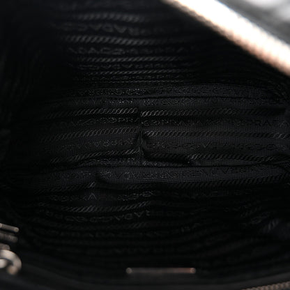 Nylon Tessuto Impuntu Quilted Bandoliera Crossbody Bag Black