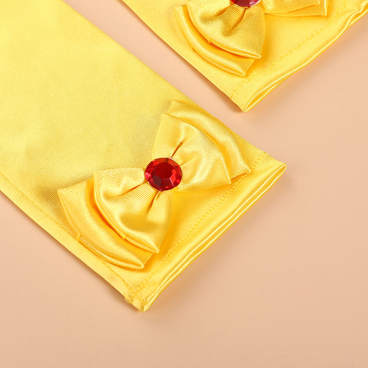 Children's Satin Bow Gloves Children's Performance Party Dress Accessories Sun Protection Long S6266