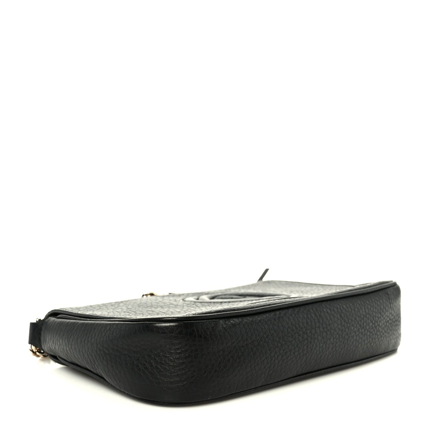 Pebbled Calfskin Medium Soho Flap Crossbody Black