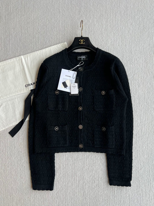 Chanel 25P Cardigan Black Cashmere 220195