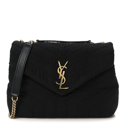 Fabric Y Quilted Monogram Small Loulou Chain Satchel Black
