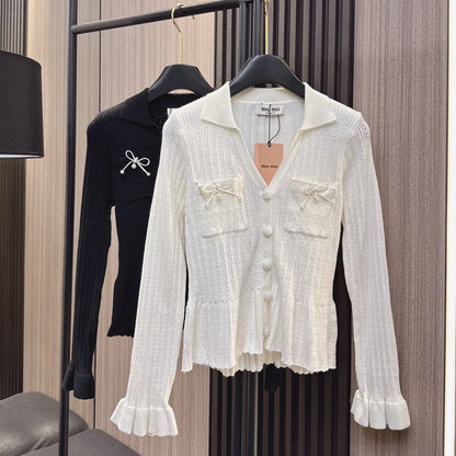 Miumiu 2025 V- Cardigan Cotton Wool