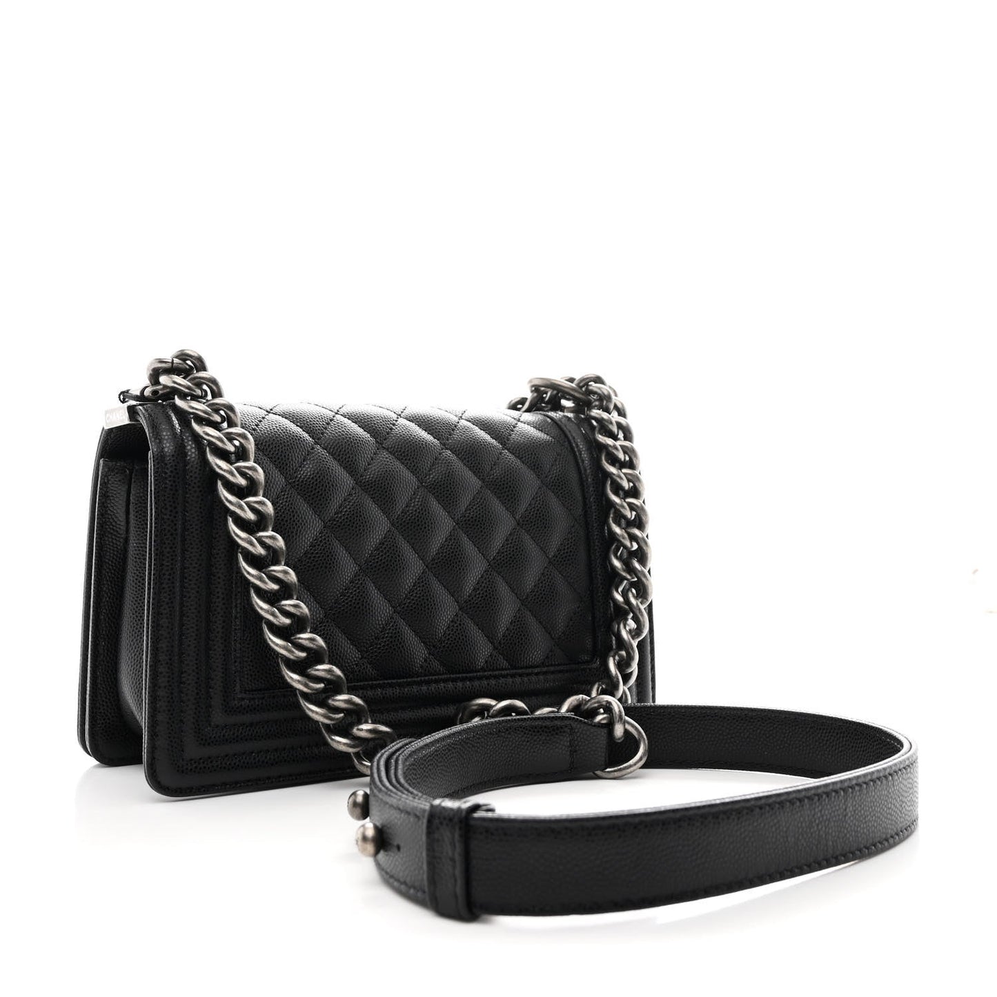 Caviar Quilted Small Boy Flap Black