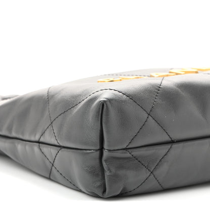 Shiny Calfskin Quilted Mini Chanel 22 Dark Grey