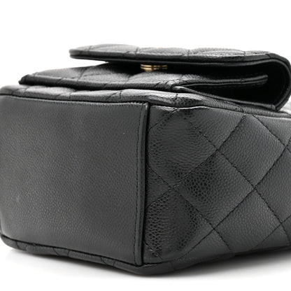 Caviar Quilted CC Mini Classic Backpack Black
