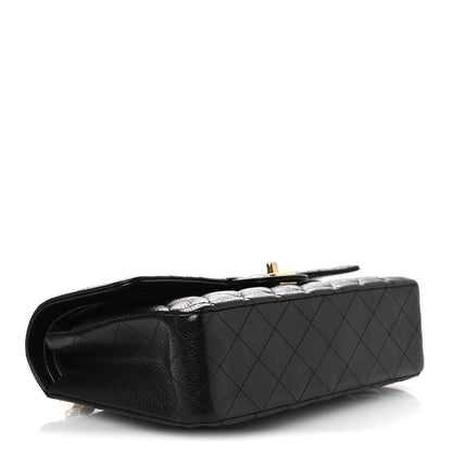 Caviar Quilted Medium Double Flap Black