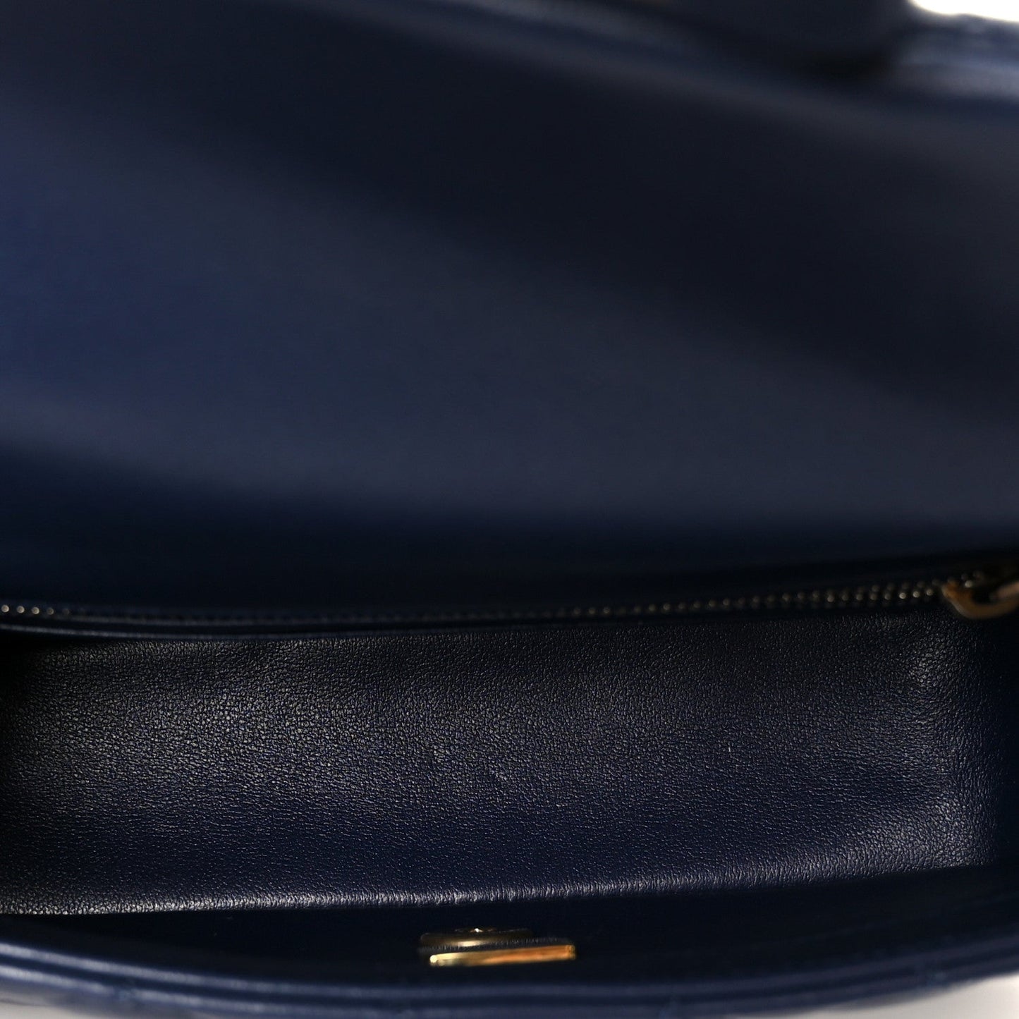 Lambskin Quilted Mini Pearl Crush Rectangular Flap Navy Blue