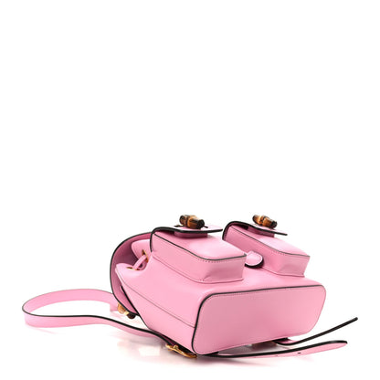 Calfskin Bamboo Backpack Glossy Pink