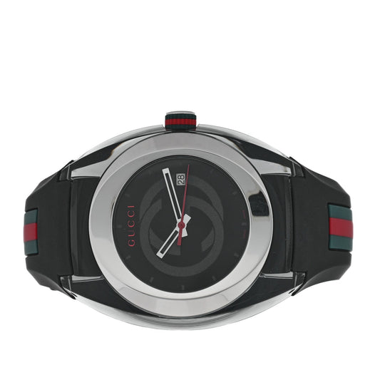 Stainless Steel Rubber 46mm Sync Web Quartz Watch Black