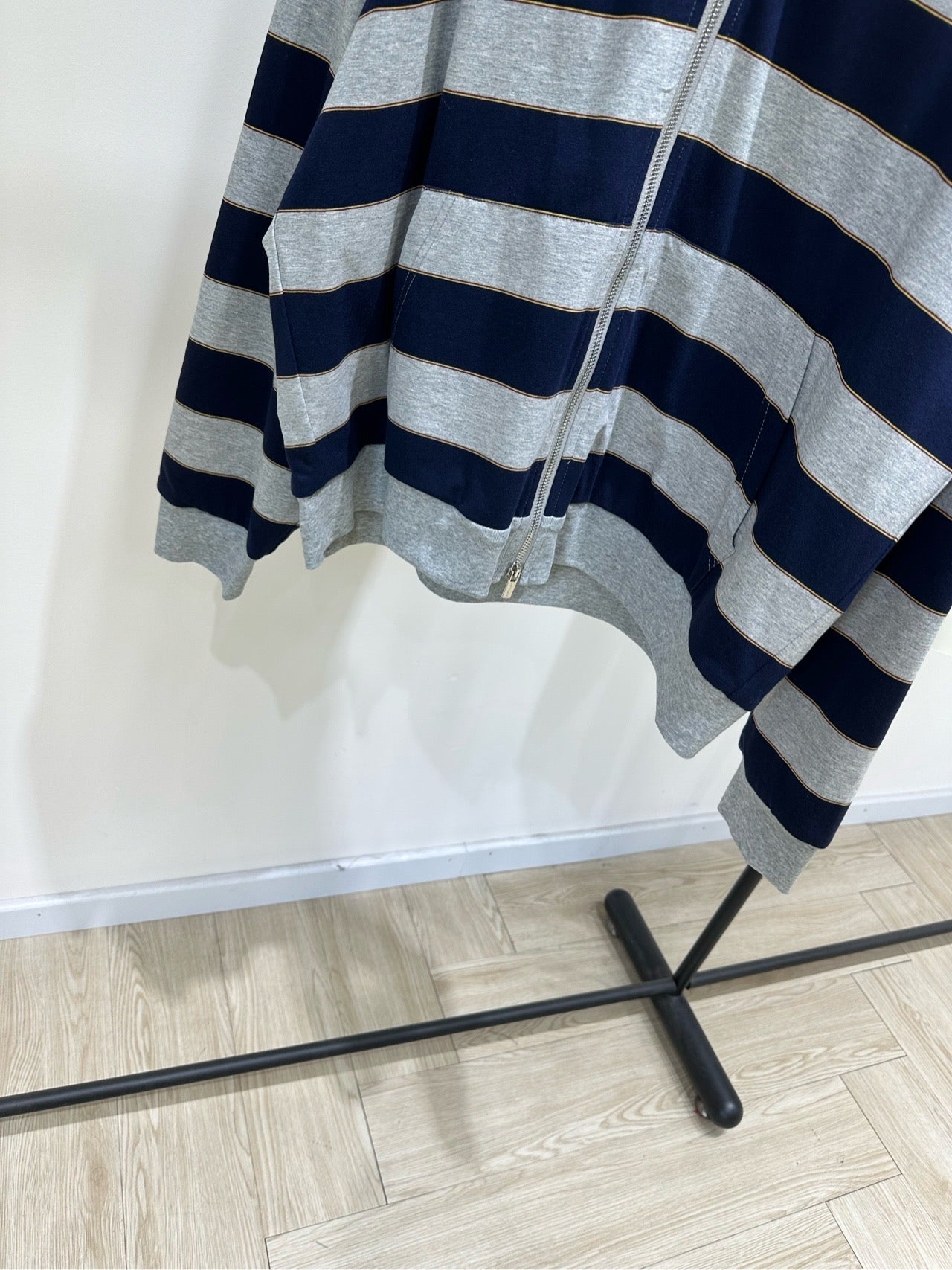 Miu 26s Striped Jersey Hoodie Blue Gray Cotton 349687