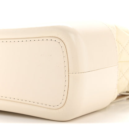 Aged Calfskin Quilted Medium Gabrielle Hobo White