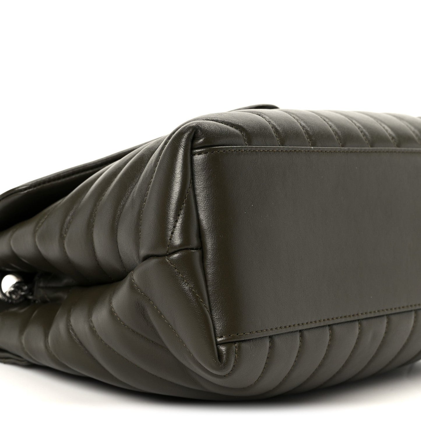 Calfskin Y Quilted Monogram Medium Loulou Chain Satchel Kaki Fonce