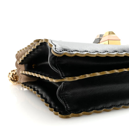 Vitello Liberty Scalloped Studded Small Kan I Shoulder Bag Black