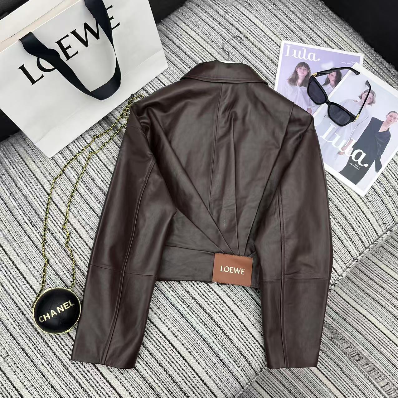 Loewe Draped Jacket Brown Nappa Lambskin 348576
