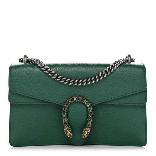 Pebbled Calfskin Small Dionysus Shoulder Bag Emerald