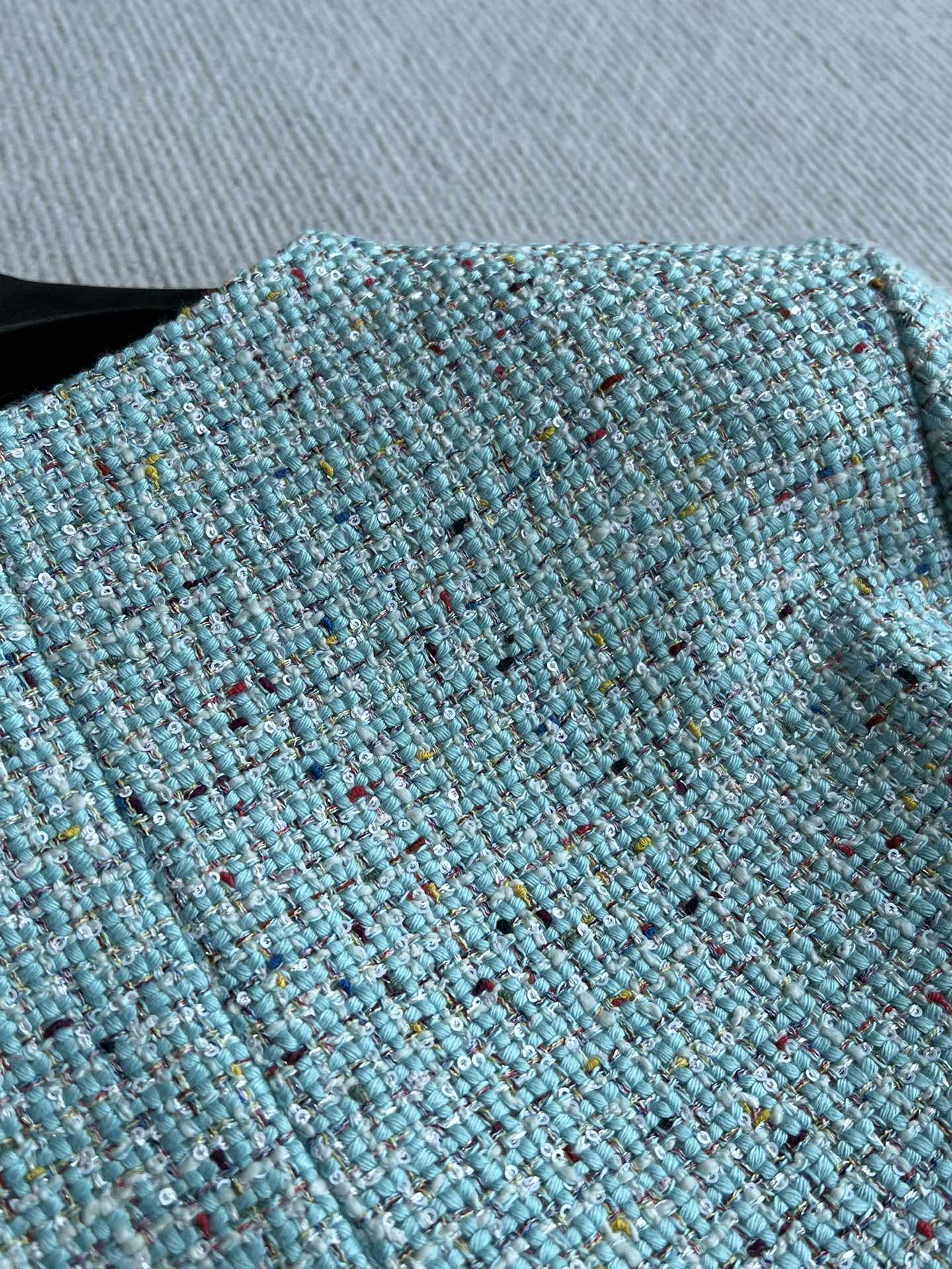 CC 25 Round-neck Slub Coat In Blue-Green Tweed 275793