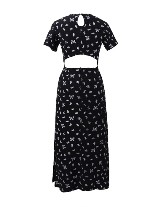 Black new Chinese dress 2025 new niche design long skirt high-end temperament cheongsam skirt R0112