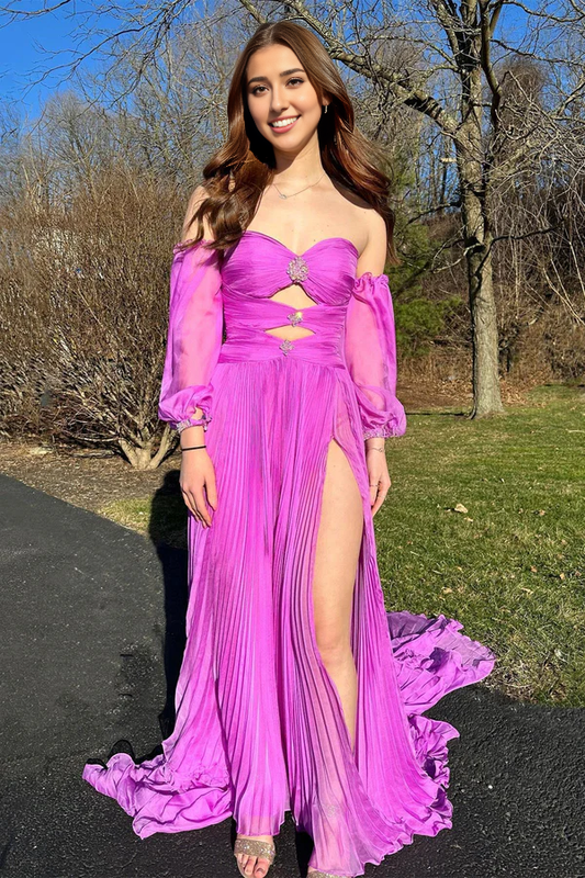 omberprom Hunter Green Rhinestones Strapless Evening Dress A-Line Prom Dress with Sleeves