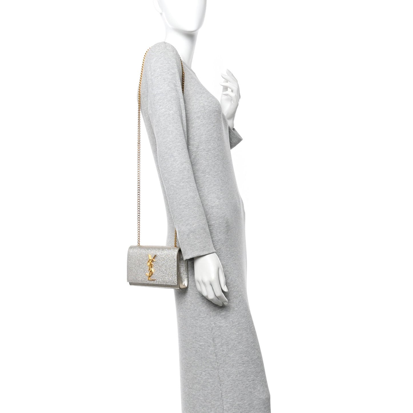 Metallic Calfskin Small Classic Monogram Kate Satchel Platine