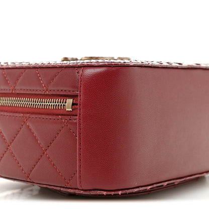 Snakeskin Calfskin Quilted Small Coco Curve Vanity Burgundy