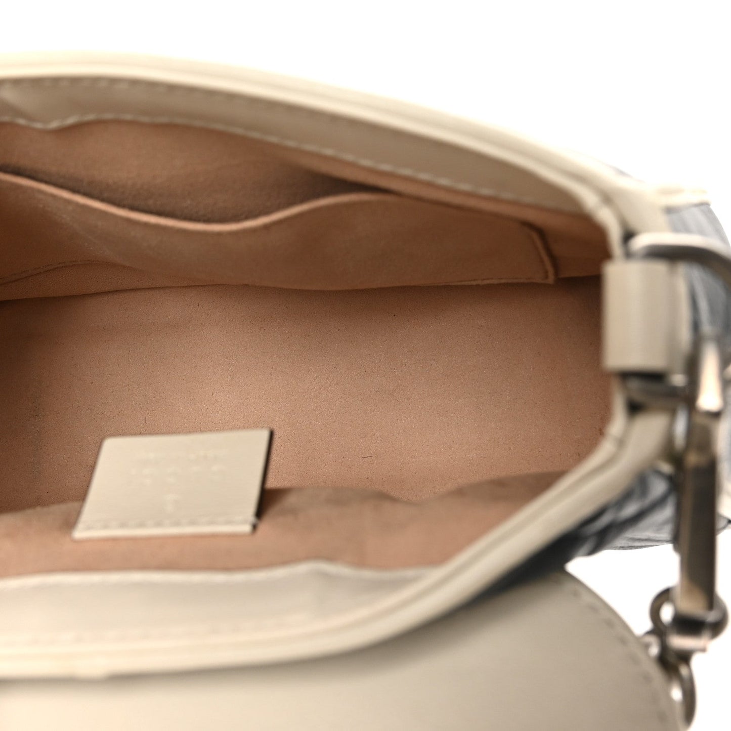 Vintage Effect Calfskin Matelasse Diagonal Mini Torchon GG Marmont Top Handle Shoulder Bag Blue Agata Mystic White