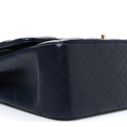 Lambskin Quilted Jumbo Double Flap Navy