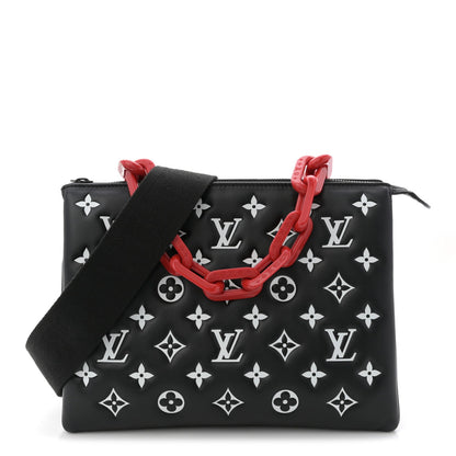 Lambskin Embossed Monogram Coussin PM Black White