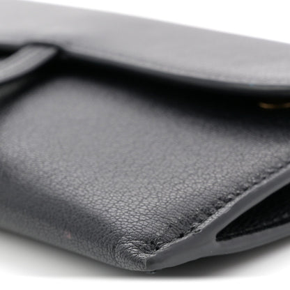 Goatskin Saddle Chain Wallet Pouch Black