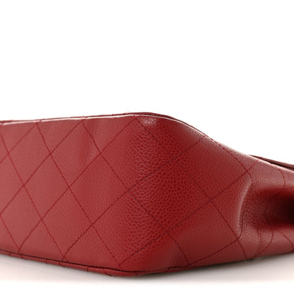 Caviar Quilted Jumbo Single Flap Dark Red