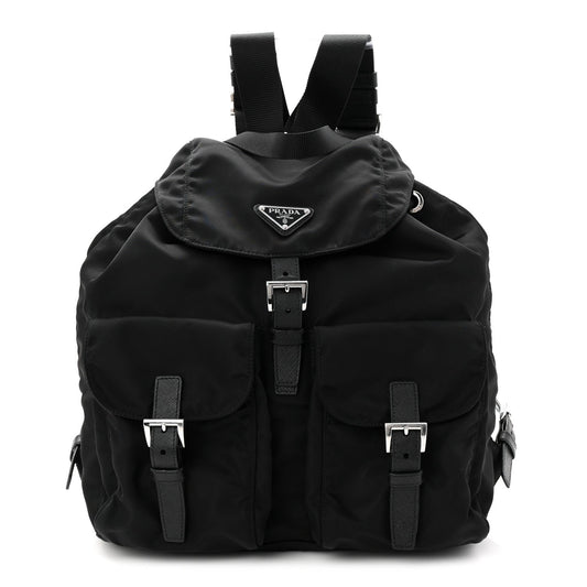 Tessuto Nylon Saffiano Medium Backpack Black