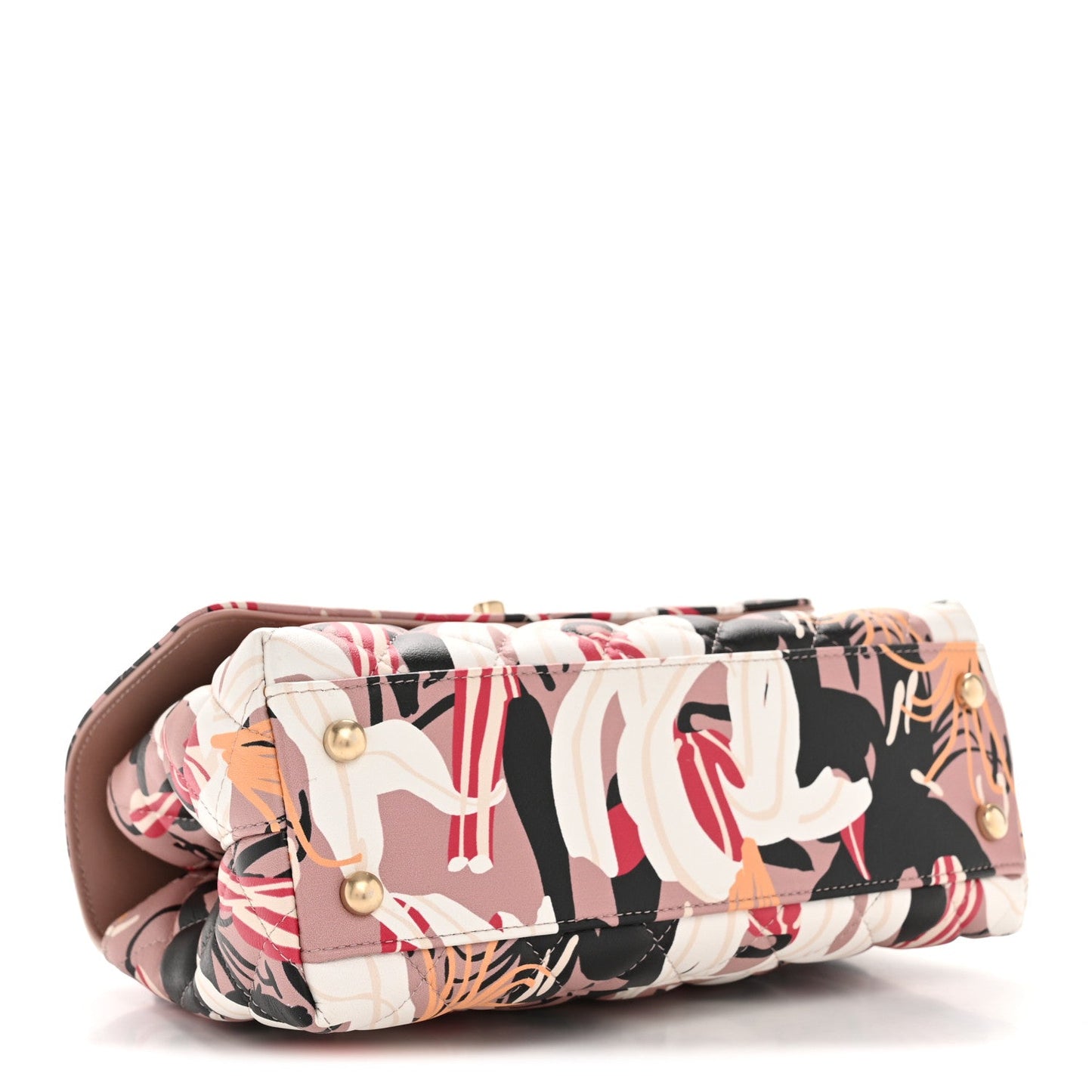 Calfskin Quilted Lily Floral Mini Coco Handle Flap Beige Black White Red