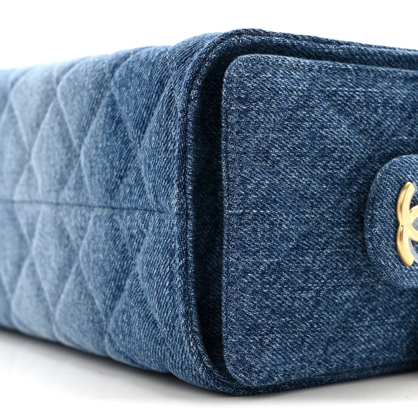 Washed Denim Quilted Mini Chanel 25 Handbag Blue