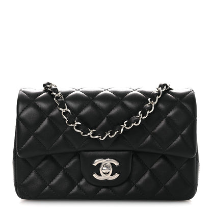 Lambskin Quilted Mini Rectangular Flap Black
