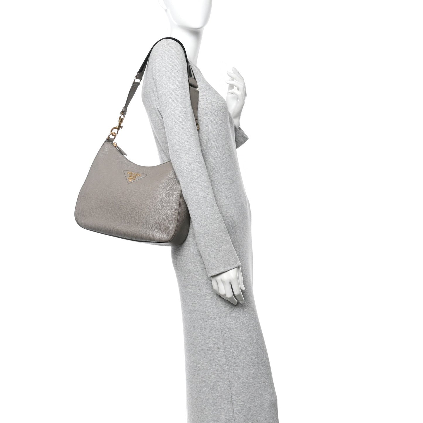 Vitello Daino Soft Large Zippered Messenger Hobo Argilla