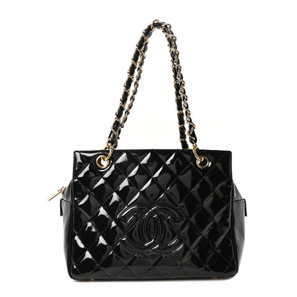 Patent Quilted Petit Timeless Tote PTT Black