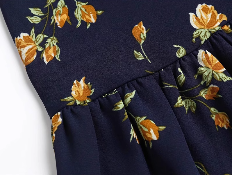 2025 Summer New French Retro Floral Beach Seaside Holiday Suspender Dress R0932