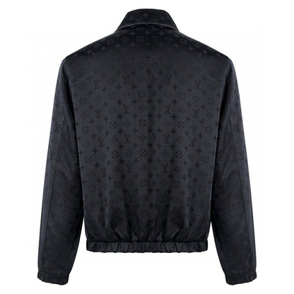 LV 1v Checkered Leather Collar Reversible Waist-cinching Jacket 494280