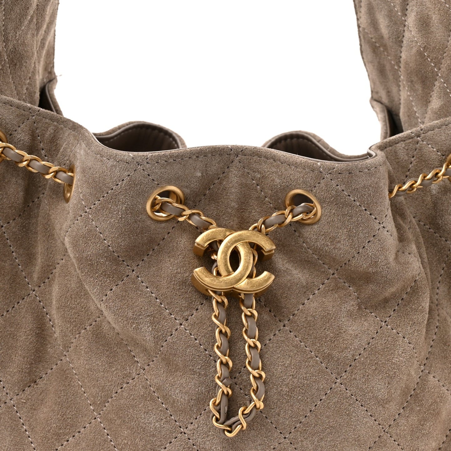Suede Quilted Small Chanel 25 Handbag Dark Grey