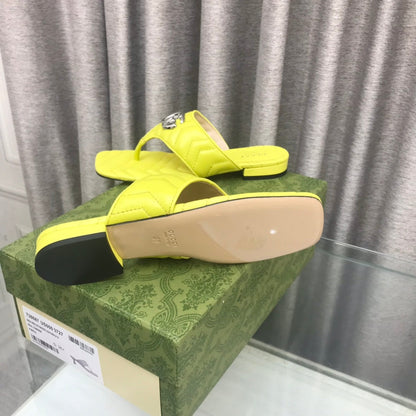 GG  marmont logo - embellished mattelasse leather sandal in yellow