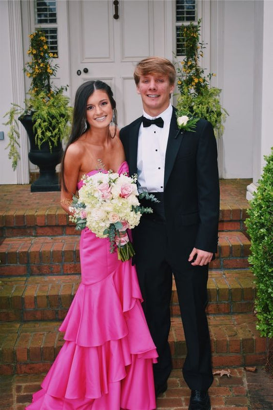 PM495,Sexy Prom Dresses, Hot Pink Layers Long Prom Evening Gown